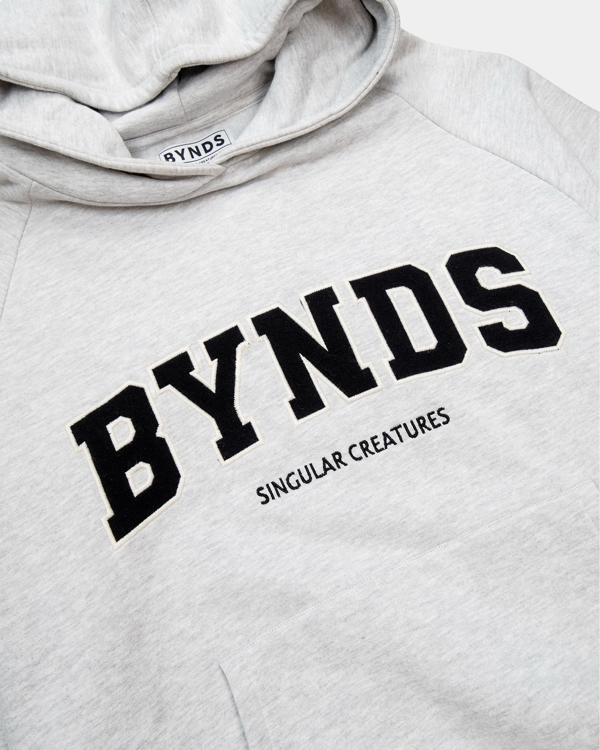 BYNDS · too-cool-for-school-hoodie-light-grey-melange · detail
